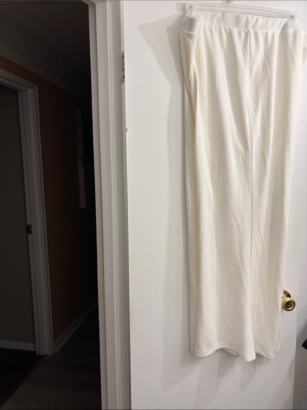 Cream Wide-Leg Lounge Pants with Elastic Waist